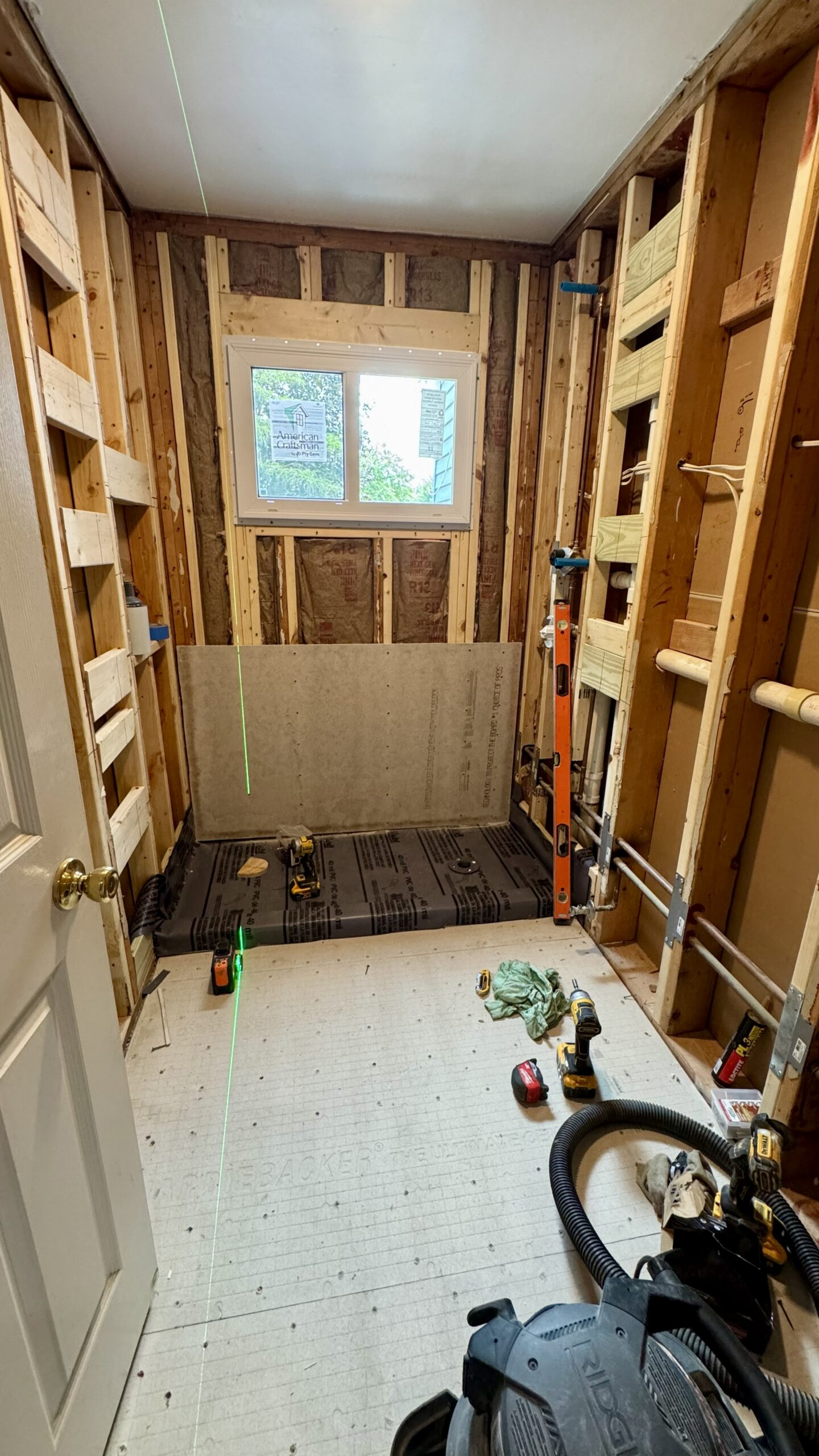 Bathroom demolition and subfloor preparation before remodeling in Geneva IL