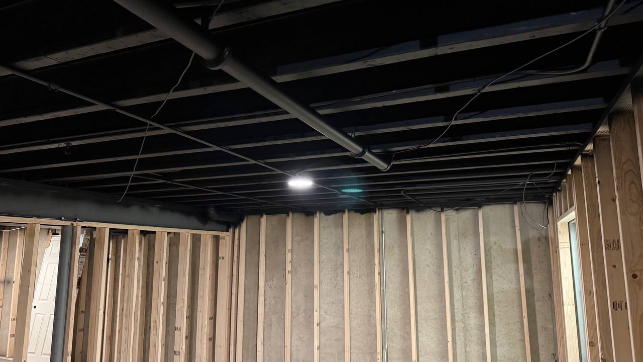 Basement electrical wiring and recessed lighting installation in Plainfield IL