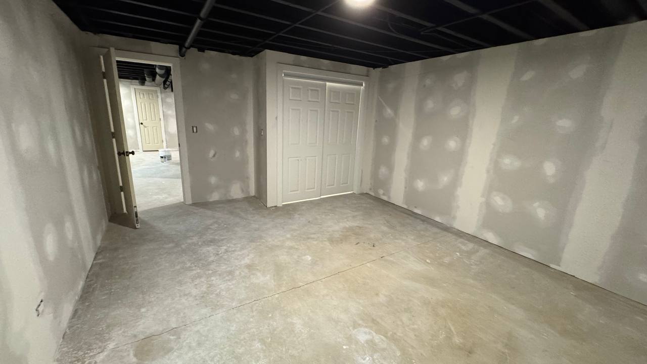 Finished basement framing and drywall installation in Plainfield IL
