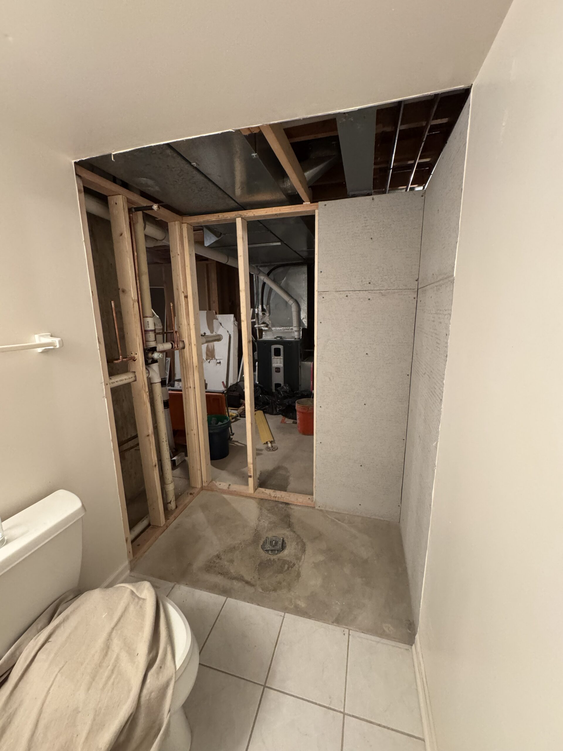 Bathroom expansion framing in Buffalo Grove IL