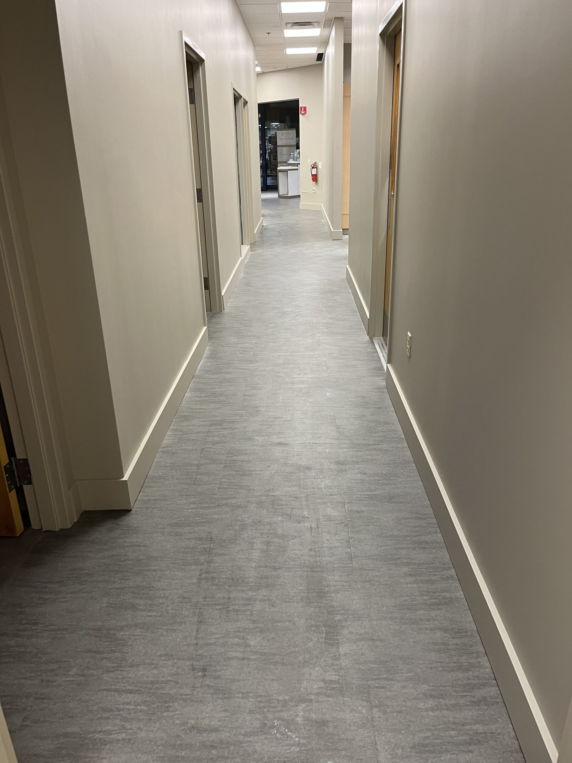 Painted interior door trim and frames in commercial renovation
