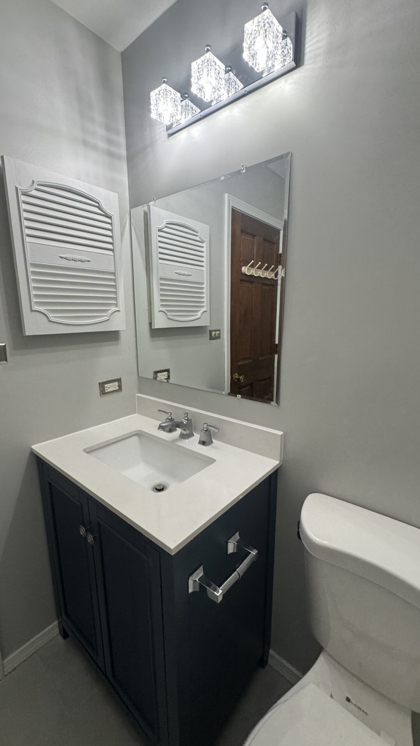 New Bathroom Vanity, Mirror and Fixtures