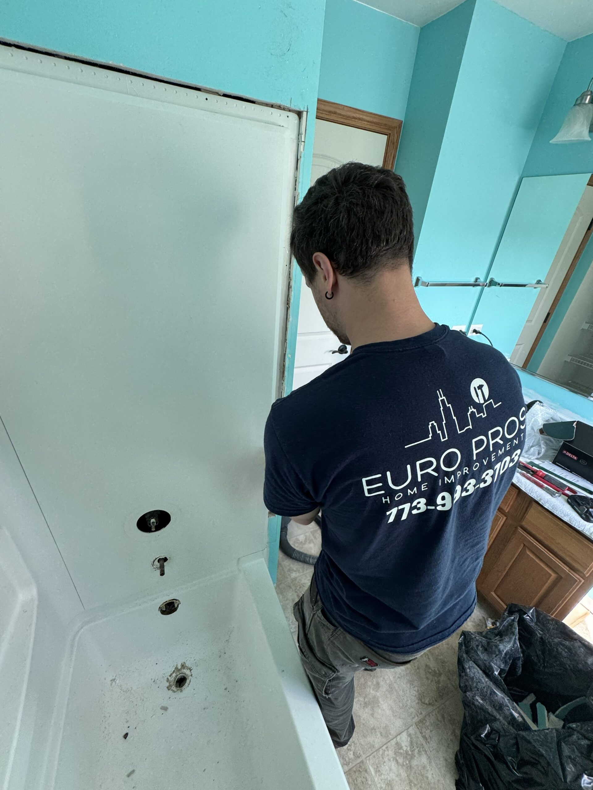 Bathtub replacement in progress in Yorkville IL