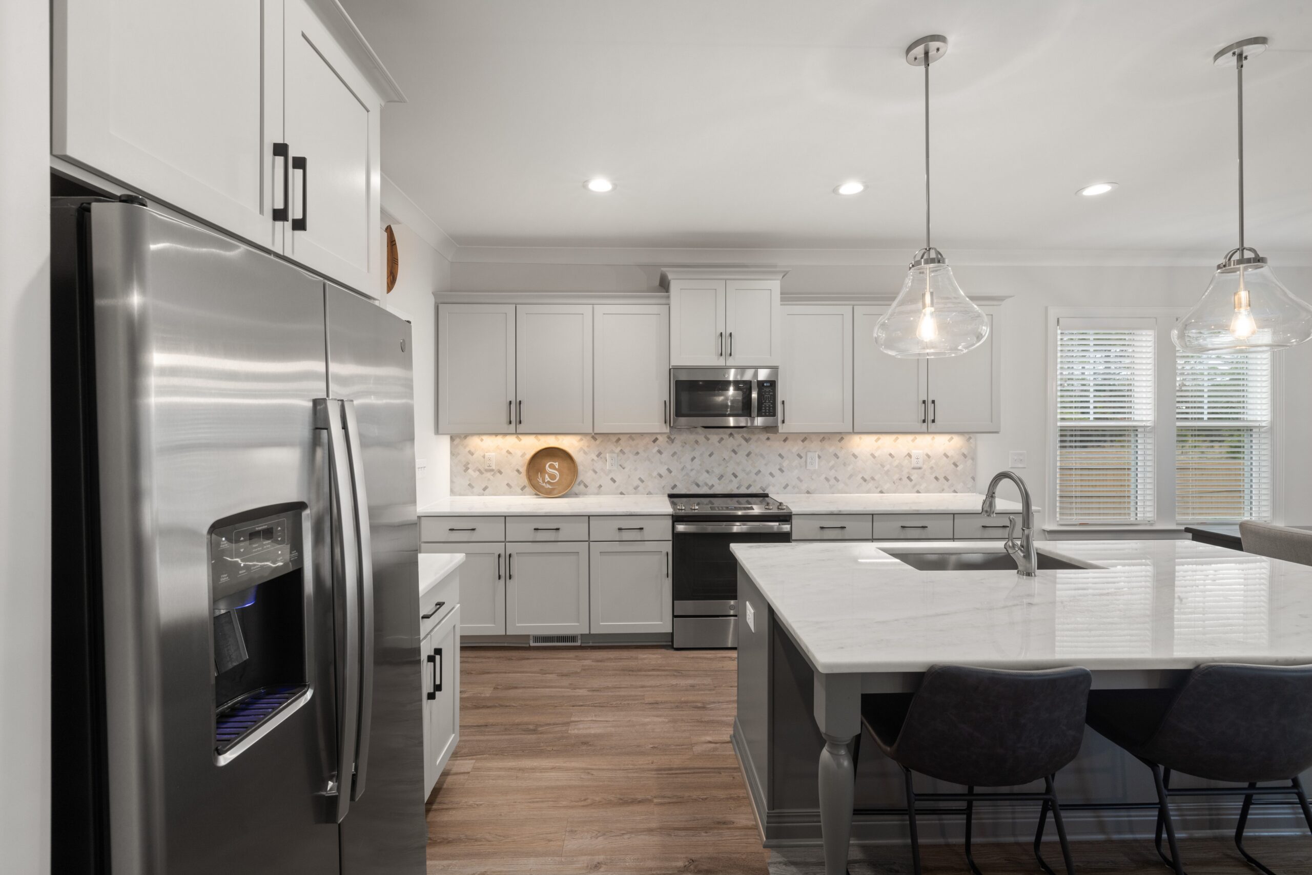Kitchen island in a remodeled kitchen in Illinois